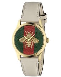 Gucci Ya1264128 G-timeless Contemporary Stainless-steel And Leather Quartz Watch - Multicolour