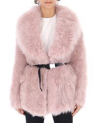 Prada - Belted Fur Coat - Lyst
