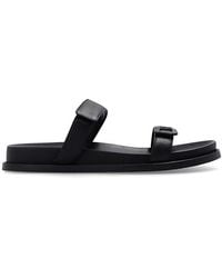 Emporio Armani - Emblem Strap Slide Sandals - Lyst