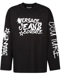 Versace - Logo Dripping Long Sleeve T-shirt - Lyst