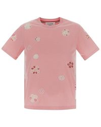Thom Browne - Floral Embroidered Crewneck T-shirt - Lyst