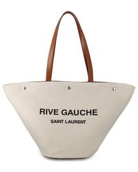 Saint Laurent - Rive Gauche Canvas & Leather Tote - Lyst