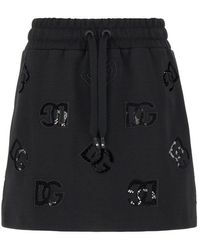 Dolce & Gabbana - Dg Logo Embroidered Drawstring Mini Skirt - Lyst