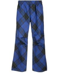 Burberry - Ekd-embroidered Straight-leg Checkered Twill Trousers - Lyst