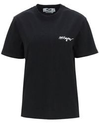 MSGM - Logo Embroidery T-shirt - Lyst