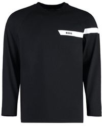 BOSS - Logo Printed Stripe Detailed Sweatshirt - Lyst