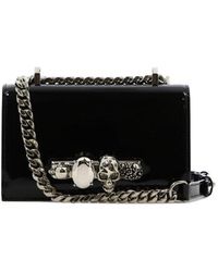Alexander McQueen Embellished Four-ring Chained Shoulder Bag - Black