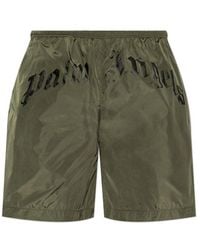 Palm Angels - Curved Logo Elastic Waist Swim Shorts - Lyst