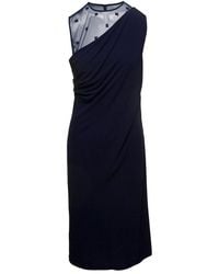 Givenchy - Midi Sleeveless Draped Dress With 4G Plumentis Trasparen - Lyst