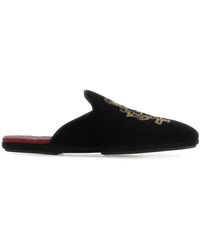 Dolce & Gabbana Logo-embroidered Detail Slippers - Black