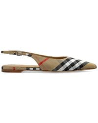 Burberry - Check Birdie Slingback Flats - Lyst