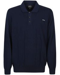 A.P.C. - Blaise Long Sleeve Polo Shirt - Lyst