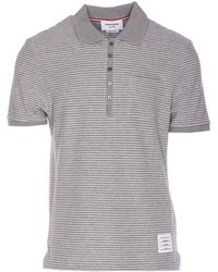 Thom Browne - Striped Logo Patch Short-sleeved Polo Shirt - Lyst