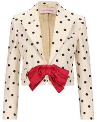 Valentino - Shantung Polka Dot Printed Blazer - Lyst