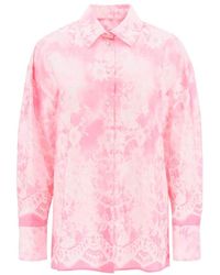 MSGM - Oversized Shirt With All-over Print - Lyst