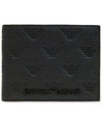 Emporio Armani - Monogrammed Leather Wallet, - Lyst