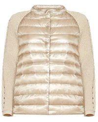 Herno Buttoned Long-sleeved Padded Jacket - Natural