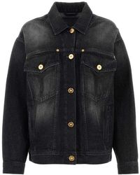 Versace - Black Denim Jacket - Lyst