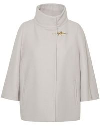 Fay Flared Hook Detailed Cape - Grey