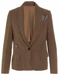 Brunello Cucinelli - Linen Single Breast Blazer Jacket - Lyst