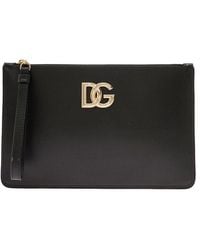 Dolce & Gabbana Black Leather Handbag With Dg Buckle Woman