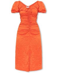 Ganni - Dress With Puff Sleeves - Lyst