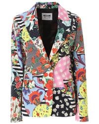 Moschino - Jeans Patchwork-Printed Tailored Blazer - Lyst