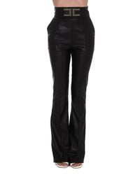 red leather bell bottom pants