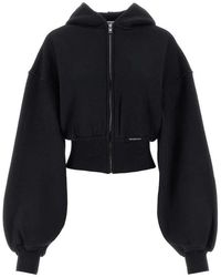 T By Alexander Wang - Cropped Hoodie In Cotton - Lyst