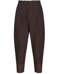 Issey Miyake - High Waist Pleated Cropped Trousers - Lyst