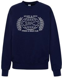Sporty & Rich - Logo Printed Crewneck Sweatshirt - Lyst