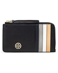 Tory Burch - Robinson Pebbled Top-Zip Card Case - Lyst