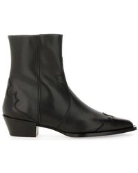 Aeyde - Pointed Toe Western-Inspired Leather Boots - Lyst