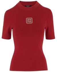 Balmain - Stretch Viscose Blend T-shirt With Logo - Lyst