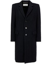 Saint Laurent Single Breasted Coat - Black