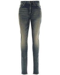 Saint Laurent High-waisted Skinny Jeans - Blue