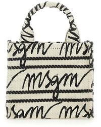 MSGM - Logo-jacquard Open Top Tote Bag - Lyst