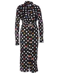 Versace - X Dua Lipa Polka Dot Printed Belted Waist Dress - Lyst