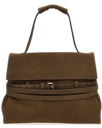 Moschino - Logo Embossed Buckle Detailed Top Handle Bag - Lyst