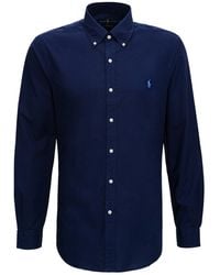 Polo Ralph Lauren Blue Cotton Shirt With Logo