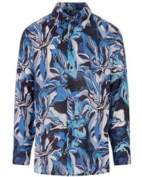 Etro - Floral Foliage-printed Long-sleeved Shirt - Lyst