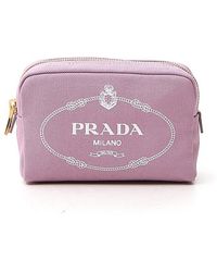 Prada Logo Printed Cosmetic Pouch - Pink