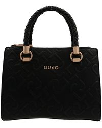 Liu Jo Logo Embossed Tote Bag - Black