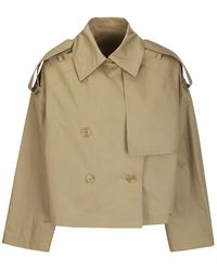 Juun.J - Double Breasted Cropped Trench Coat - Lyst