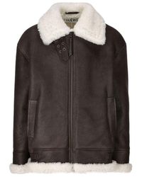 Loewe - Shearling-collar Leather Jacket - Lyst