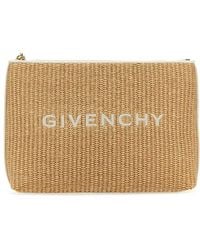 Givenchy - Logo Embroidered Raffia Pouch - Lyst
