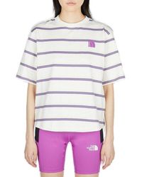 The North Face - Logo Embroidered Striped T-shirt - Lyst