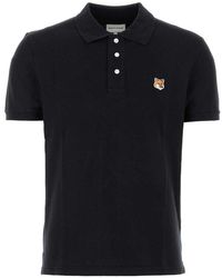 Maison Kitsuné - Black Piquet Polo Shirt - Lyst