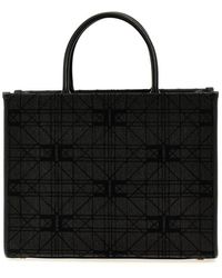 Elisabetta Franchi - Logo Jacquard Shopping Bag Hand Bags - Lyst
