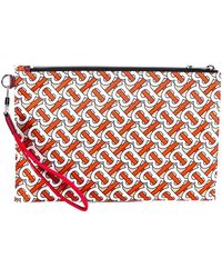 Burberry Monogram Print Zipped Clutch Bag - Red